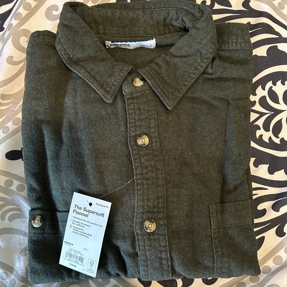 Men's L Sonoma Flannel in Dark Green - Picture 1 of 4